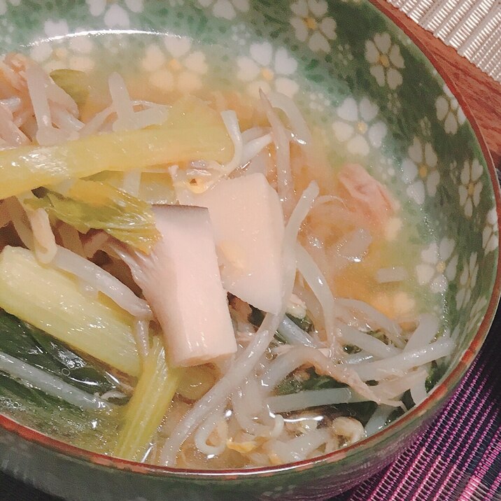 小松菜のキノコのツナコンソメ煮